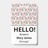Pink floral Name Lanyard | Personalized ID Badge (Dos)