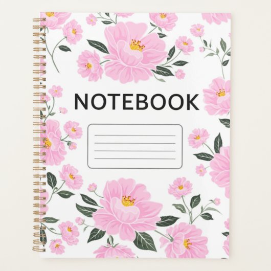 Pink Floral Notebook Cover | Elegant Rose Flower J (Devant)