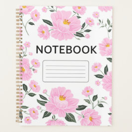 Pink Floral Notebook Cover | Elegant Rose Flower J Planner