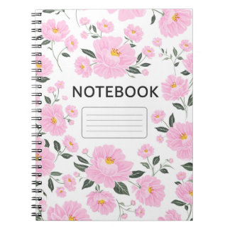 Pink Floral Notebook Cover | Elegant Rose Flower  Notitieboek