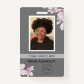 Pink Floral Nurse Hospital ID Badge (Achterkant)