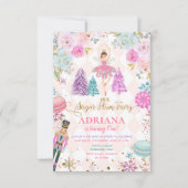 Pink Floral Nutcracker Our Sugar Plum Birthday Kaart (Voorkant)