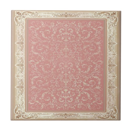 Pink Floral Oriental Pattern Tegeltje (Voorkant)