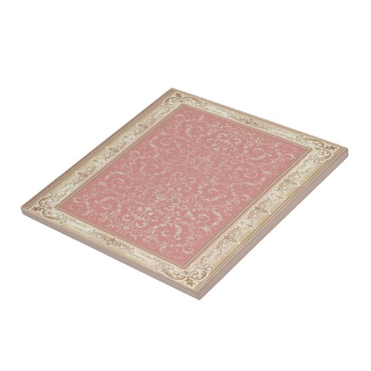 Pink Floral Oriental Pattern Tegeltje (Zijkant)