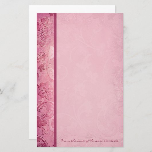 Pink Floral Paisley Specialized Stationery Briefpapier (Voorkant / Achterkant)