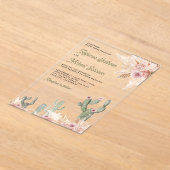 Pink Floral Pampas Cactus Wedding Acryl Uitnodigingen (Laagn)