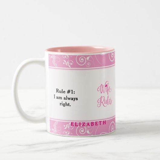 Pink Floral Patte Femme Règles Coupe Mug (Gauche)