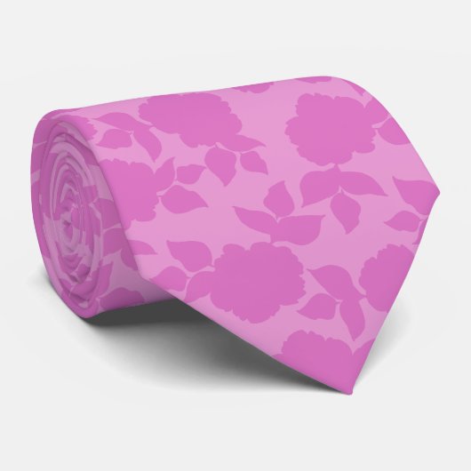  Pink Floral pattern Groom Gift   Stropdas (Opgerold)