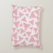 Pink Floral Pattern Monogrammed Accent Kussen (Achterkant (Verticaal))