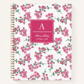 Pink Floral Pattern Monogrammed Notitieboek (Voorkant)
