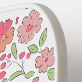 Pink Floral Pattern Personalized Name Cute Pickleball Paddle (Links Detail)