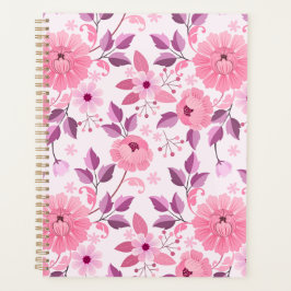 Pink Floral Pattern Planner with Elegant Blossoms