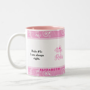 Pink Floral Pattern Wife Rules Cup Mok