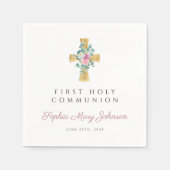 Pink Floral Peonies Cross First Community Servet (Voorkant)