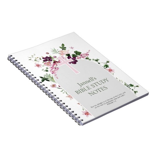Pink Floral Personalized Bible Study Notitieboek (Rechterzijde)
