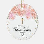 Pink Floral Personalized Girl Baptism Ornament (Links)