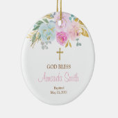 Pink Floral Personalized Girl Baptism Ornament (Rechts)