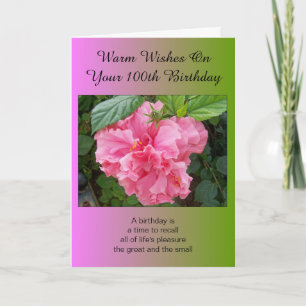 Pink Floral Personnalisé 100e carte d'anniversaire