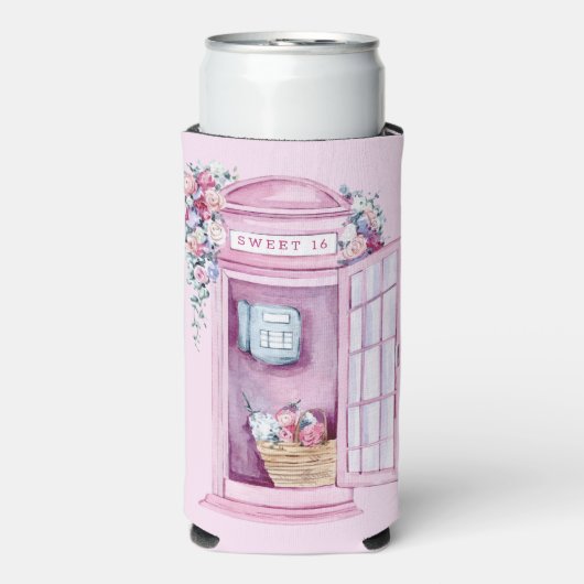 Pink Floral Phone Booth | Zoet 16 (Seltzer Voorkant)