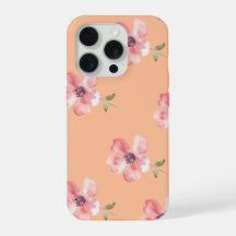Pink Floral Phone Case – Orange Pastel Pattern