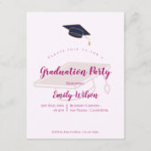 Pink Floral Photo Graduation Party Mini Invitation (Dos)