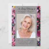 Pink Floral Photo Memorial Service Programma (Voorkant)