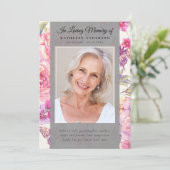 Pink Floral Photo Memorial Service Programma (Staand voorkant)