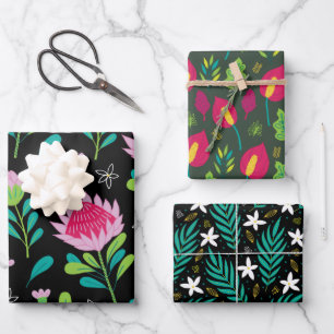 Pink Floral Plant Pattern Inpakpapier Vel