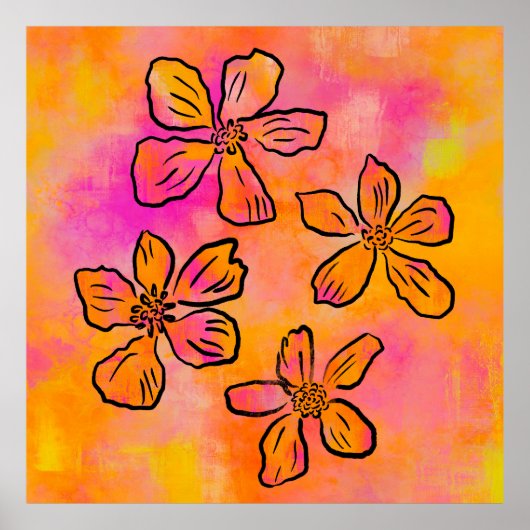 Pink Floral Pop Poster (Voorkant)