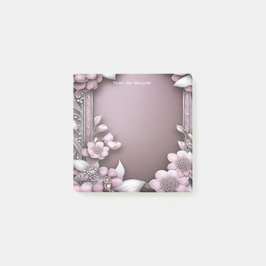 Pink Floral Post merkt het op Post-it® Notes (Voorkant)