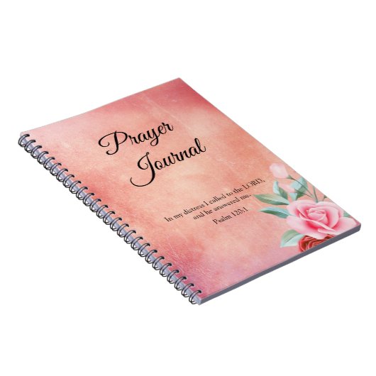 Pink Floral Prayer Journal met scripts Notitieboek (Rechterzijde)