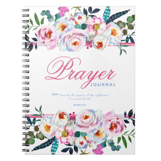 Pink Floral Prayer Journal Notitieboek (Voorkant)