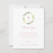 Pink Floral Première Sainte Communion Merci Person (Devant)