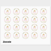Pink Floral Princess Crown 1st Birthday Ronde Sticker (Vel)