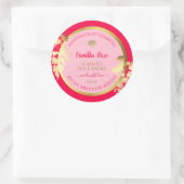 Pink Floral Produit Emballage Étiquette Gold Frame (Sac)