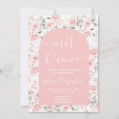 Pink Floral Quinceanera Uitnodiging (Voorkant)