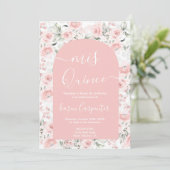 Pink Floral Quinceanera Uitnodiging (Staand voorkant)