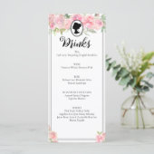 Pink Floral Regency Fête des mariées Cocktail Menu (Debout devant)