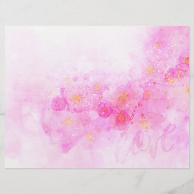 Pink Floral Romance Scrapbook Ephemera (Voorkant)