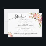 Pink Floral Romantique boho chic insert carte<br><div class="desc">Ajoutez votre propre libellé à la conception, pour des modifications supplémentaires (couleur de police, style de police, supprimer ou déplacer des éléments, modifier le libellé *le libellé "Détails" n'est pas modifiable mais la couleur peut être changée ou supprimée), cliquez sur personnaliser, faites défiler vers le bas et cliquez sur le...</div>