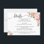 Pink Floral Romantique boho chic insert carte<br><div class="desc">Ajoutez votre propre libellé à la conception, pour des modifications supplémentaires (couleur de police, style de police, supprimer ou déplacer des éléments, modifier le libellé *le libellé "Détails" n'est pas modifiable mais la couleur peut être changée ou supprimée), cliquez sur personnaliser, faites défiler vers le bas et cliquez sur le...</div>