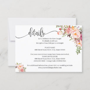 Pink Floral Romantique boho chic insert carte