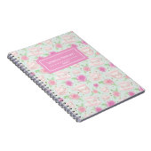 Pink Floral Roos Tea Pattern Gepersonaliseerd Notitieboek (Rechterzijde)