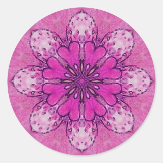 PINK FLORAL roze violet paars wit Ronde Sticker (Voorkant)