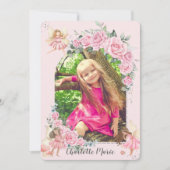 Pink Floral Rozen Fairies Arch Birthday Foto Invi Kaart (Voorkant)