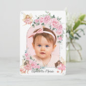 Pink Floral Rozen Fairies Arch Birthday Foto Kaart (Staand voorkant)