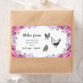 Pink Floral Rustic Script Oeuf Carton Étiquette (En situation)