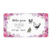 Pink Floral Rustic Script Oeuf Carton Étiquette (Devant)