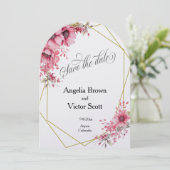 Pink Floral Save the Date Invitation (Debout devant)
