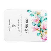 Pink Floral Save the date Magneet (Horizontaal)